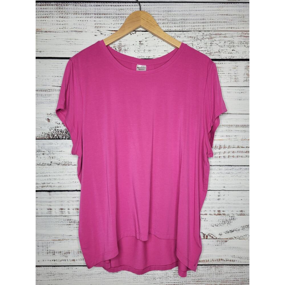 Athleta With Ease Short Sleeve Tee Bright Pink Size Large